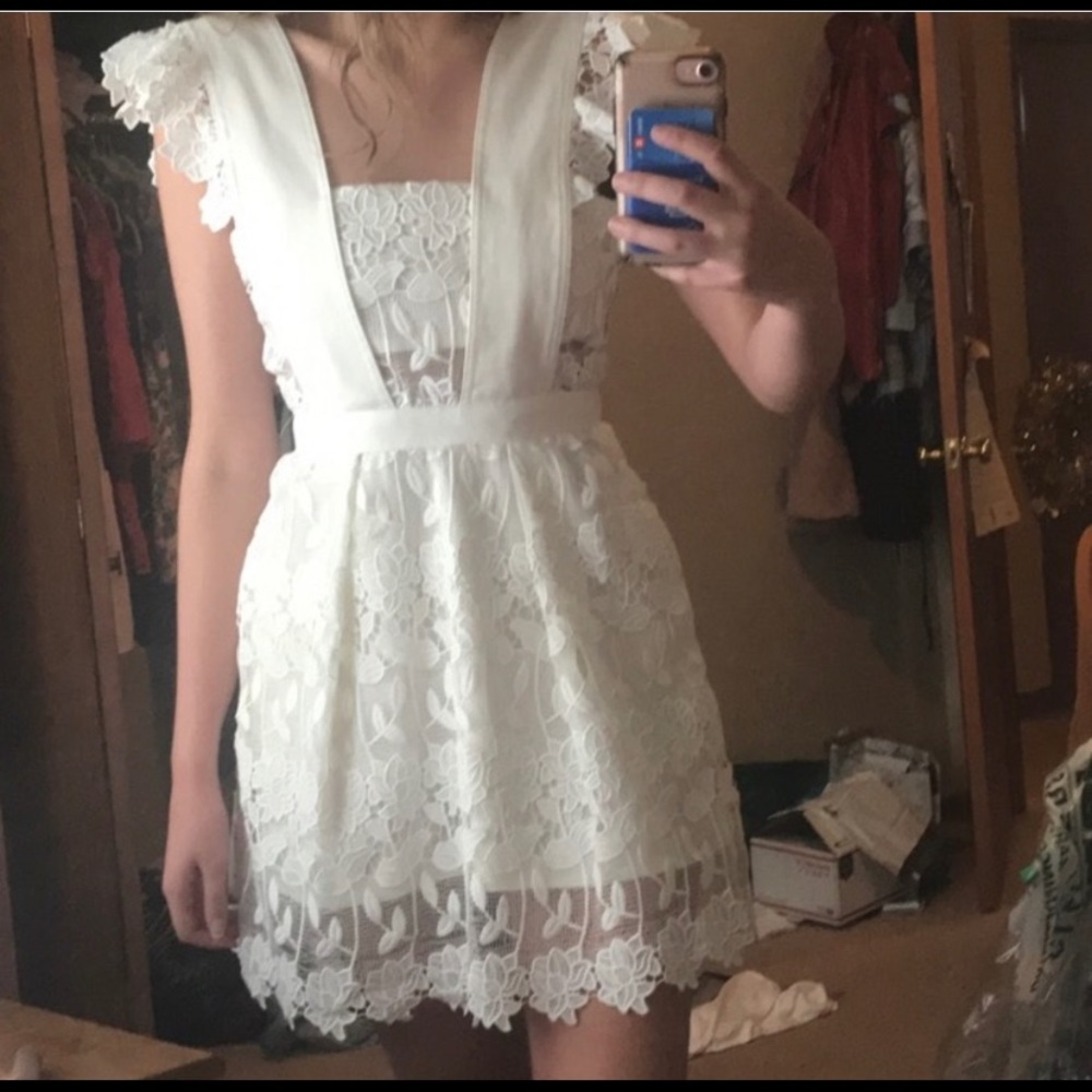 Self-Portrait White Lace Mini Dress